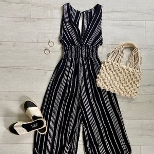 Black and cream culotte jumpsuit